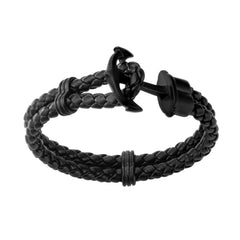 Braided Leather Anchor Bracelet