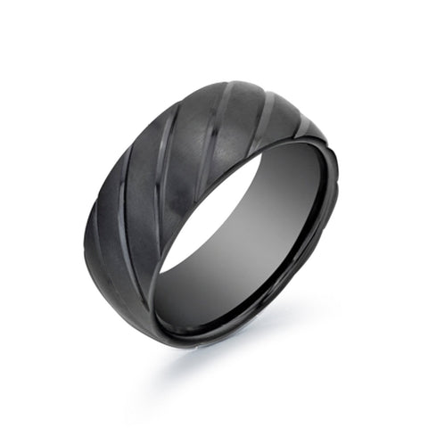 Matte Striped Lined Comfort Fit Ring