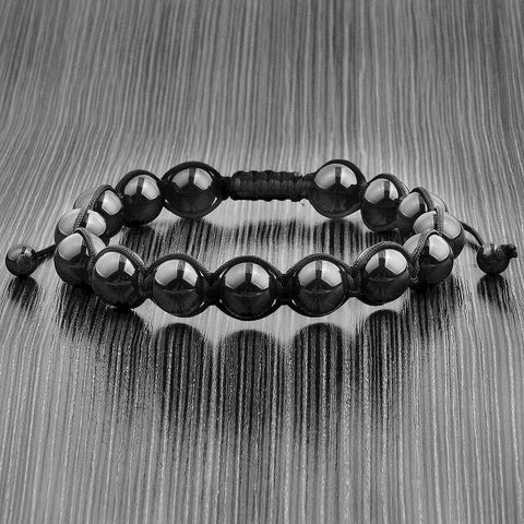 Macrame Bead Adjustable Bracelet - Onyx