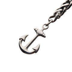 Antiqued Finish Anchor Chain Bracelet - Steel - HMY Jewelry