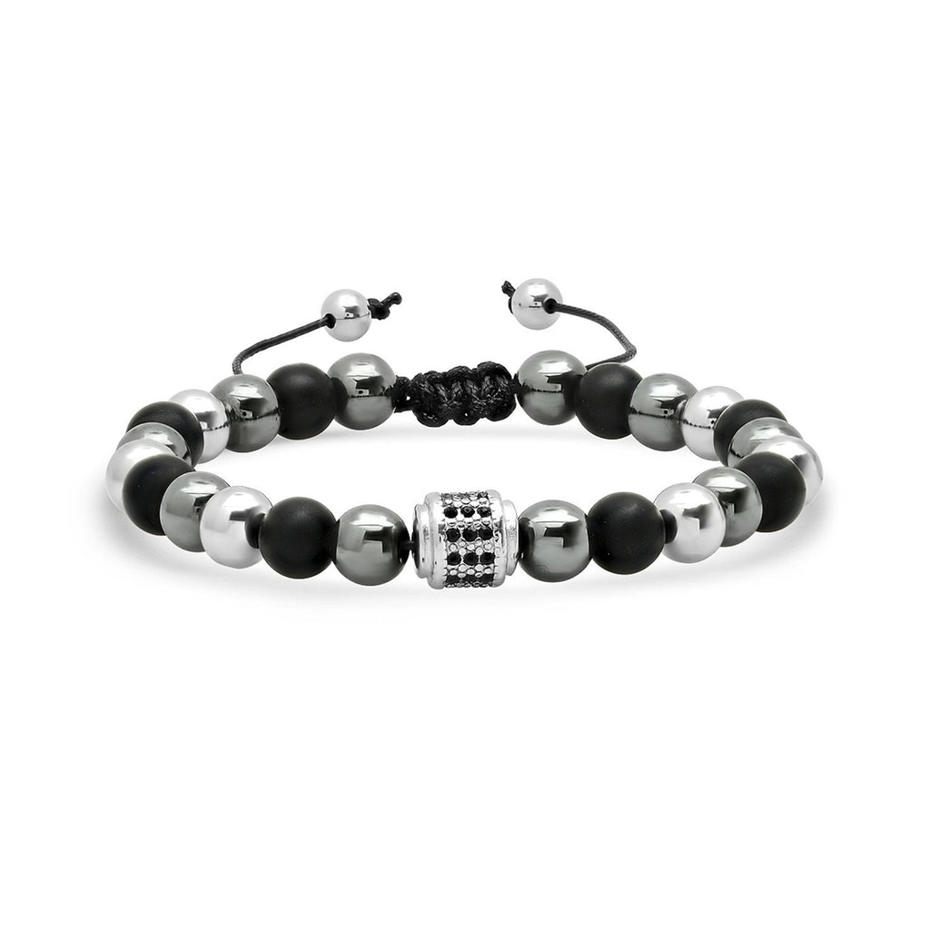 Lava - Hematite - Stainless Steel Beaded Bracelet - Black / Gray
