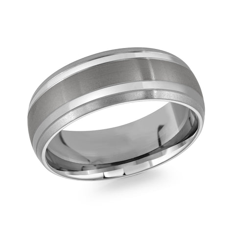 Brushed + Polished Striped Design Comfort Fit Ring