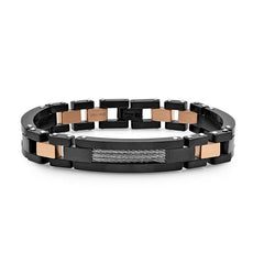 Two Tone Stainless Steel Bracelet- Black Rose/Gold