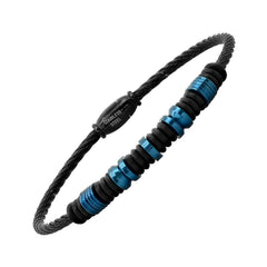 Two Tone Stainless Steel Bracelet- Black/ Blue