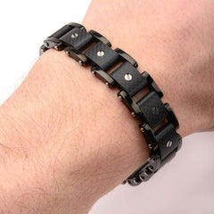 Carbon Fiber & Steel Screw Design Bracelet - Black