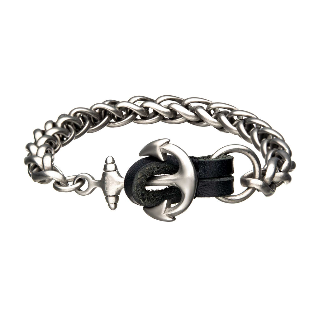 Antiqued Finish Anchor Chain Bracelet - Steel - HMY Jewelry