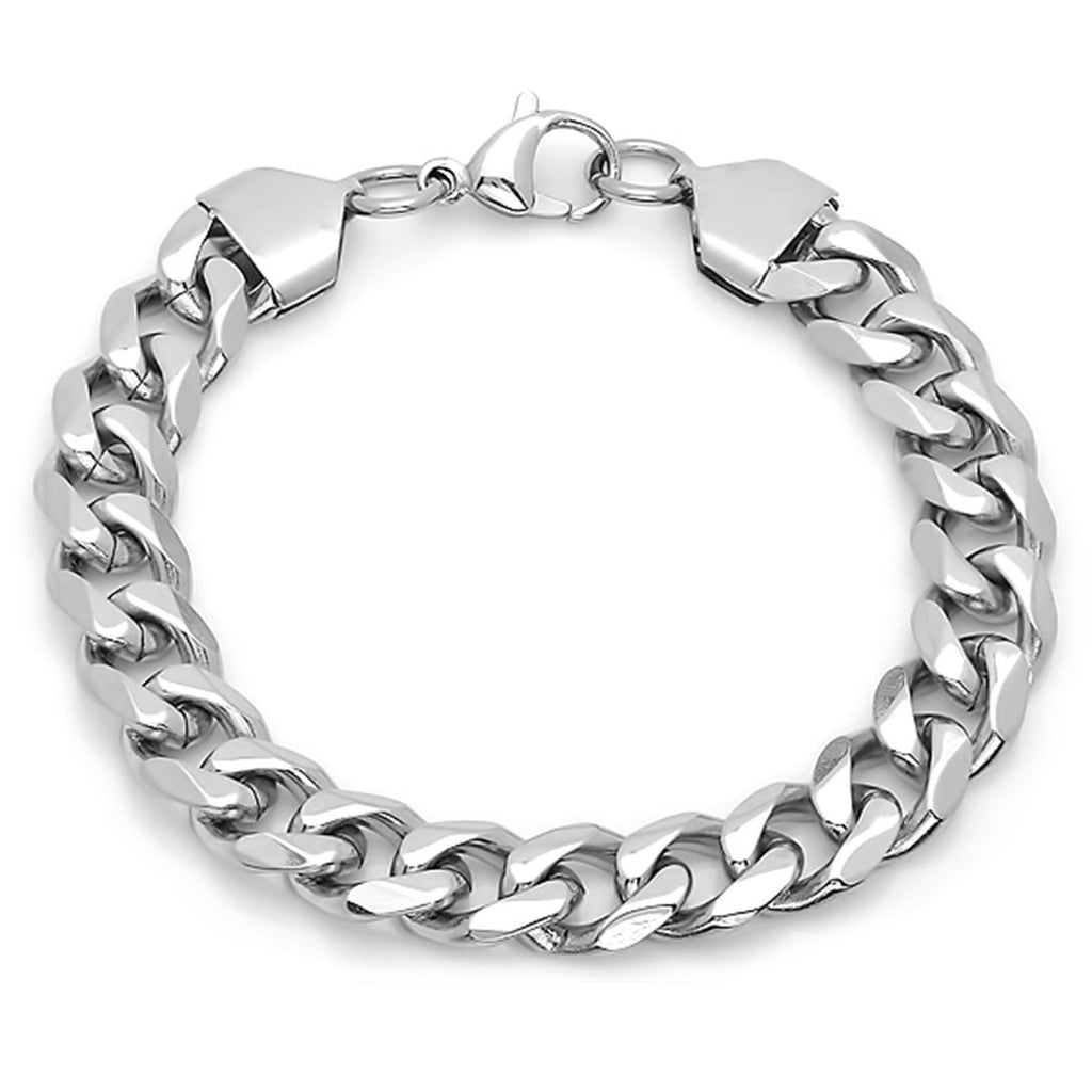 Stainless Steel Cuban Link Chain Bracelet-Metallic