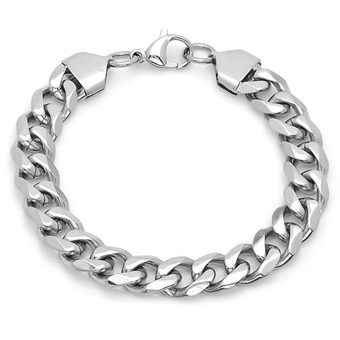 Stainless Steel Cuban Link Chain Bracelet-Metallic