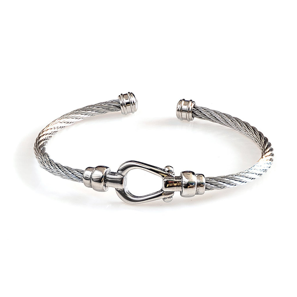 Dell Arte - Cable Bangle + Horseshoe Closure - Silver
