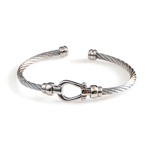 Dell Arte - Cable Bangle + Horseshoe Closure - Silver