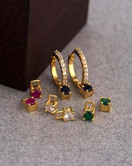 Versatile Changeable Studs Huggie Hoop Earrings
